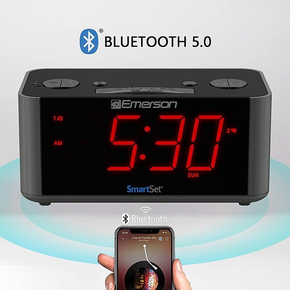 Emerson SmartSet Alarm Clock Radio with Bluetooth Speaker, USB Charging Port - Picture 15 of 16